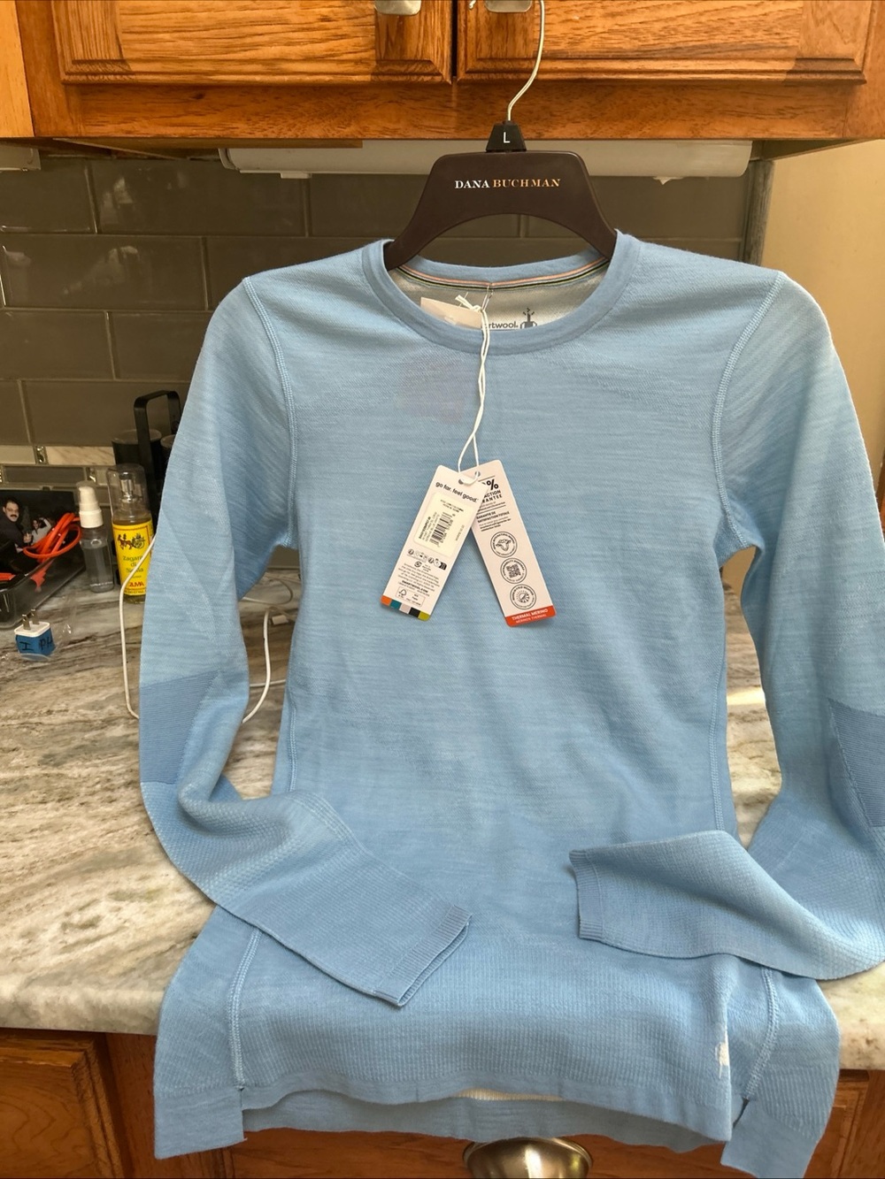 Smartwool Women’s Merino Wool Intraknit  Base Layer Crew Top Sz M New Blue 130$